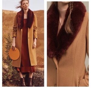 Anthropologie Cartonnier coat with Faux Fur Collar